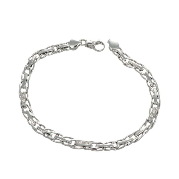 BRACCIALE ORO BIANCO SEMIRIGIDO CON ZIRCONI