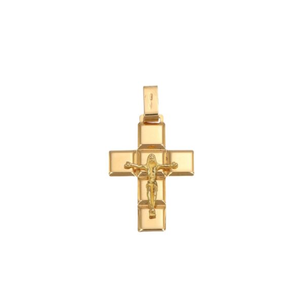 CIONDOLO ORO GIALLO CROCE CON GESU