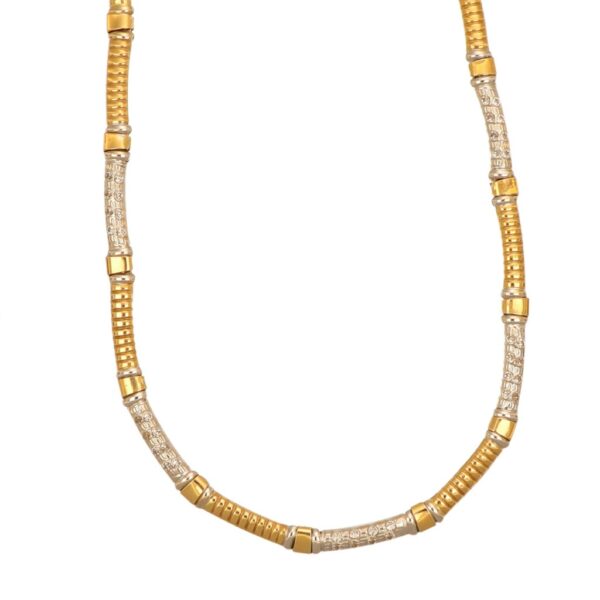 COLLANA DUE ORI SEMIRIGIDA CON ZIRCONI BIANCHI