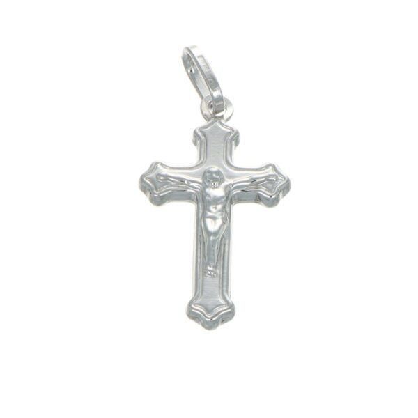 CIONDOLO ORO BIANCO CROCE CON GESU