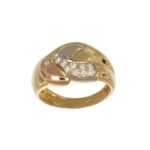 ANELLO DUE ORI FASCIA CON ZIRCONI