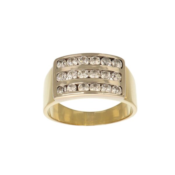 ANELLO DUE ORI FASCIA CON ZIRCONI