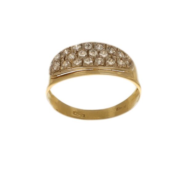 ANELLO DUE ORI FASCIA CON ZIRCONI BIANCHI