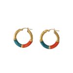 Orecchini oro giallo cerchietti smaltati