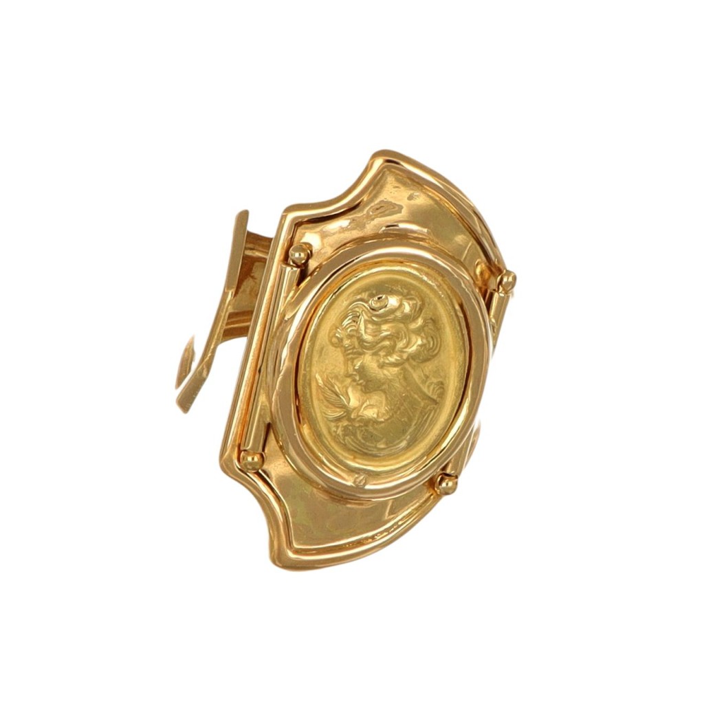 Anello oro giallo con donna