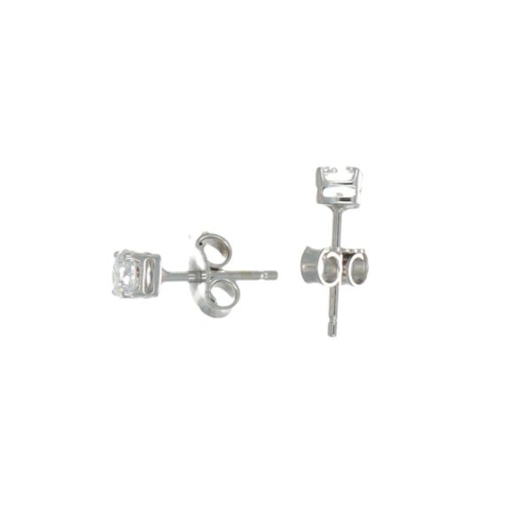 Orecchini oro bianco punto luce con zirconi