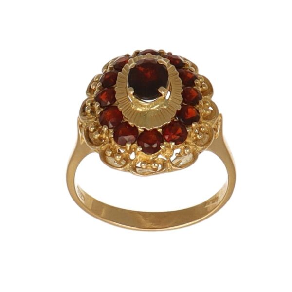 ANELLO ORO GIALLO CON GRANATE