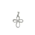 CIONDOLO ORO BIANCO CROCETTA CON ZIRCONI