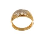 ANELLO DUE ORI FASCIA CON ZIRCONI BIANCHI