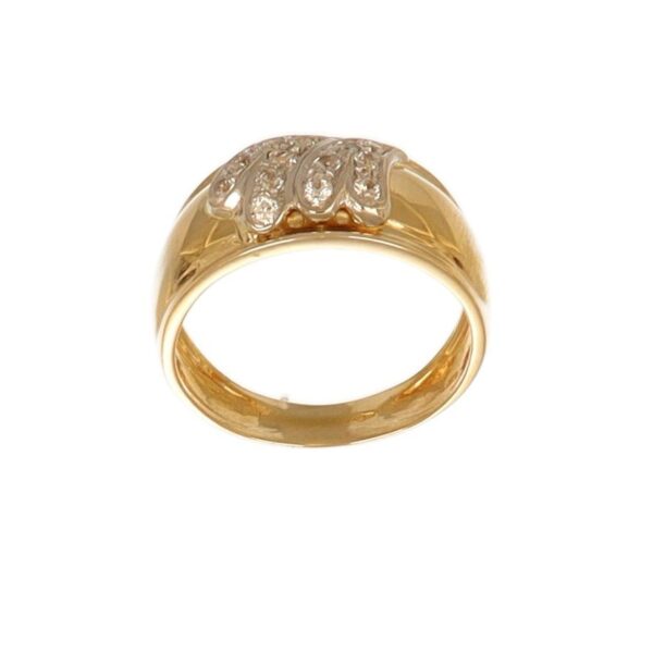 ANELLO DUE ORI FASCIA CON ZIRCONI BIANCHI