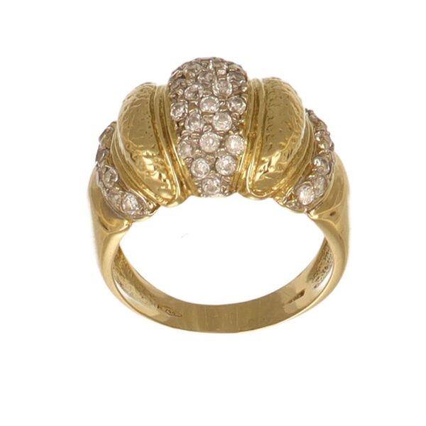 ANELLO DUE ORI FASCIA CON ZIRCONI