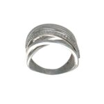 ANELLO ORO BIANCO FASCIA INCROCIATA CON ZIRCONI