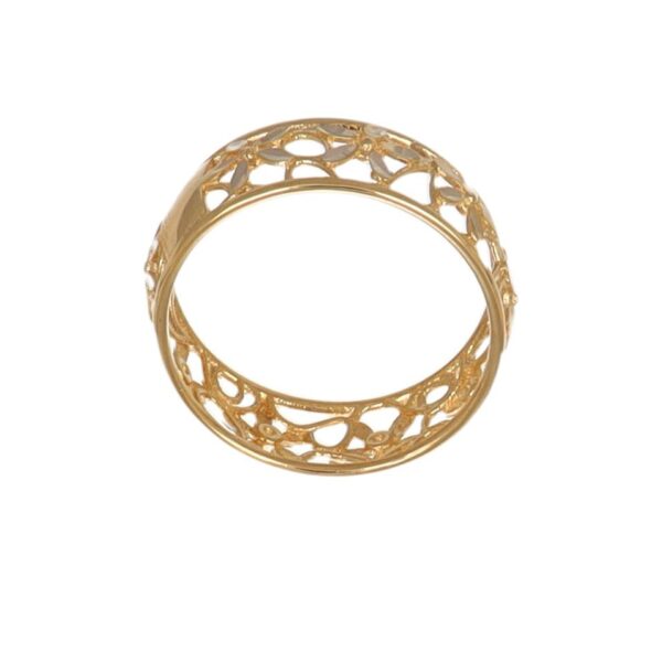 ANELLO DUE ORI FASCIA LAVORATA