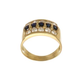 ANELLO ORO GIALLO FASCIA CON ZIRCONI