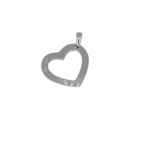 CIONDOLO ORO BIANCO CUORE CON DIAMANTI 0,03 TOT