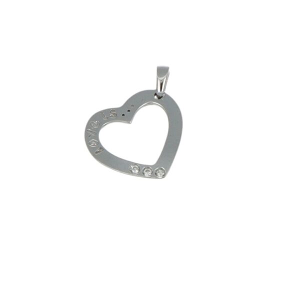 CIONDOLO ORO BIANCO CUORE CON DIAMANTI 0,03 TOT