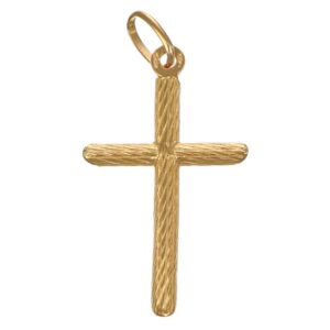 CIONDOLO ORO GIALLO CROCE LAVORATA