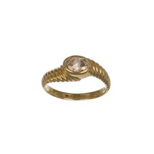 ANELLO ORO GIALLO CON ZIRCONE CELESTE OVALE
