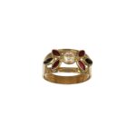 ANELLO ORO GIALLO CON ZIRCONI COLORATI