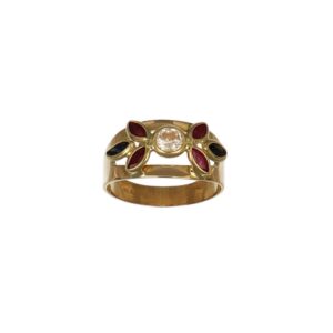 ANELLO ORO GIALLO CON ZIRCONI COLORATI