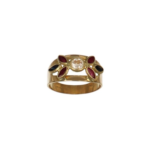 ANELLO ORO GIALLO CON ZIRCONI COLORATI