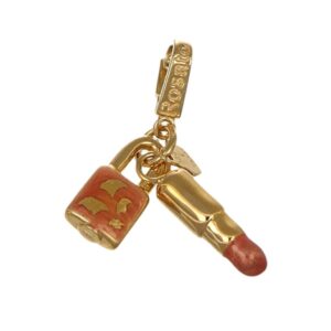 CIONDOLO ORO GIALLO ROSSETTO E BORSETTA SMALTATA ROSSA