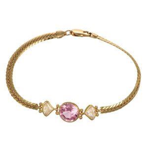 BRACCIALE ORO GIALLO CON ZIRCONI ROSA E BIANCHI