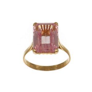 ANELLO ORO GIALLO CON ROSA DI FRANCIA