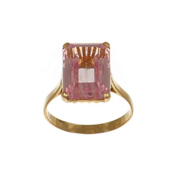 ANELLO ORO GIALLO CON ROSA DI FRANCIA