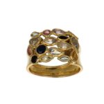 ANELLO ORO GIALLO FASCIA CON ZIRCONI COLORATI