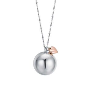 COLLANA CHIAMA ANGELI IN ACCIAIO CIONDOLO IN METALLO CON CHARMS CUORE ROSE LUCA BARRA