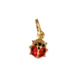Ciondolo oro giallo coccinella smaltata