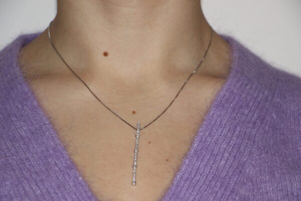 Collana oro bianco con pendente fantin simil tennis con zirconi