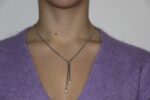 Collana oro bianco con perle pendenti e zirconi bianco centrale