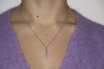 Collana oro bianco con ciondolo doppio cuore con zirconi bianchi pendente
