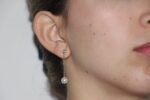 Orecchini oro bianco pendenti con perla e diamante