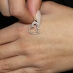 Ciondolo oro bianco cuore con zirconi