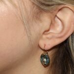 Orecchini oro giallo con zircone celeste ovale