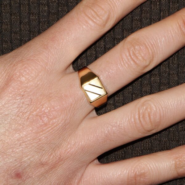 Anello tre ori lucido satinato uomo