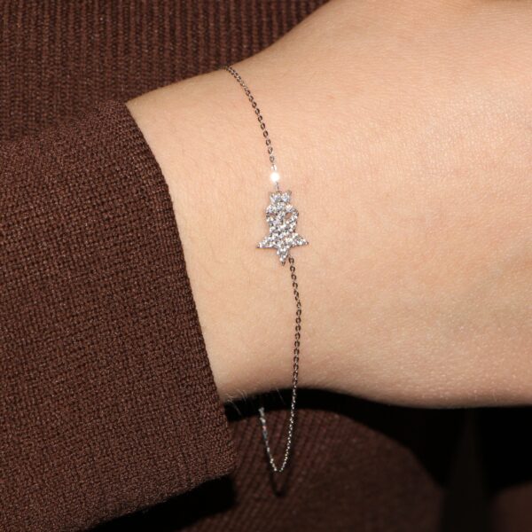 Bracciale oro bianco con stella con zirconi bianchi