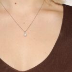 Collana oro bianco con perla e zircone