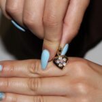 Ciondolo oro giallo cuore con fiore con zirconi bianchi e rosa