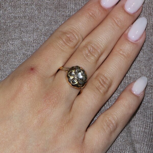 Anello due ori con zirconi modello vintage