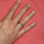 Anello due ori con zirconi blu e bianchi