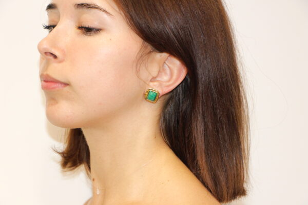 ORECCHINI IN OTTONE KLK GIOIELLI CON PIETRE MALACHITE