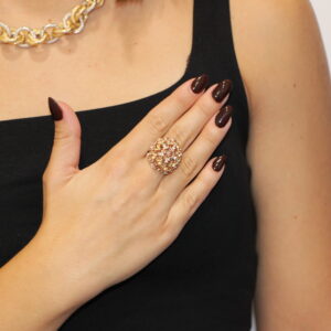 anello zama con sfera con fiorellini klk gioielli