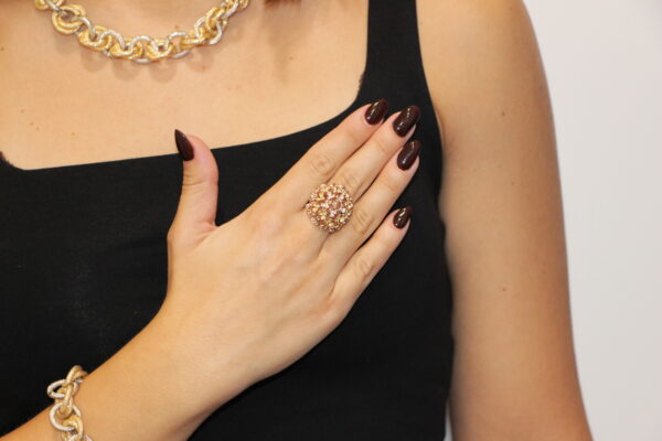 ANELLO ZAMA CON SFERA CON FIORELLINI KLK GIOIELLI