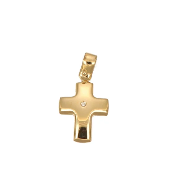 Ciondolo oro giallo croce con zircone