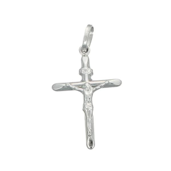 Ciondolo oro bianco croce con gesu