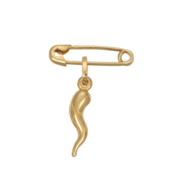 Ciondolo oro giallo spilla con cornetto